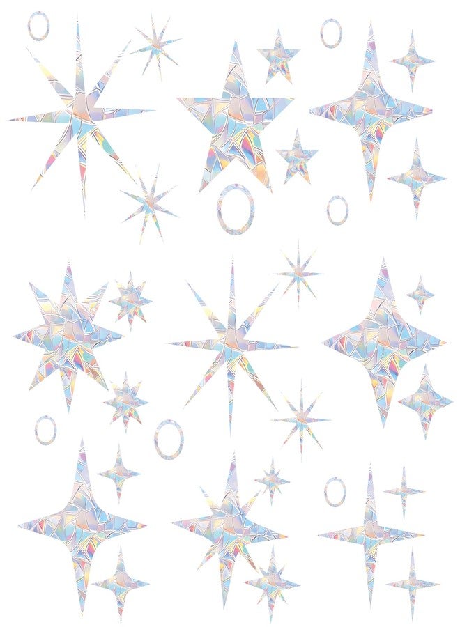 SHAWULA 33PCS Star Window Stickers Prevent Birds from Hitting Windows, Rainbow Sun Catcher Stickers No Glue Required, Non-Adhesive Reusable Vinyl Rainbow Stickers - Image 1
